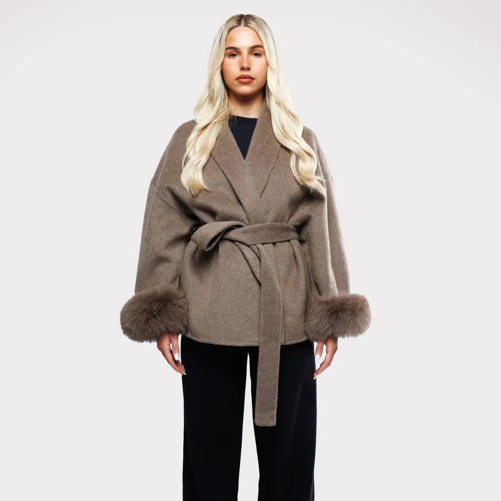 Veloura | Wool Cashmere Fur Cuff Coat