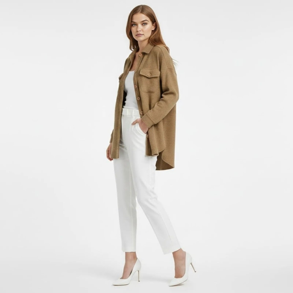 Donelle | Waffle Knit Shacket Relaxed Fit