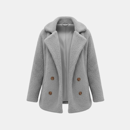 Claire | Double Breasted Bouclé Teddy Coat