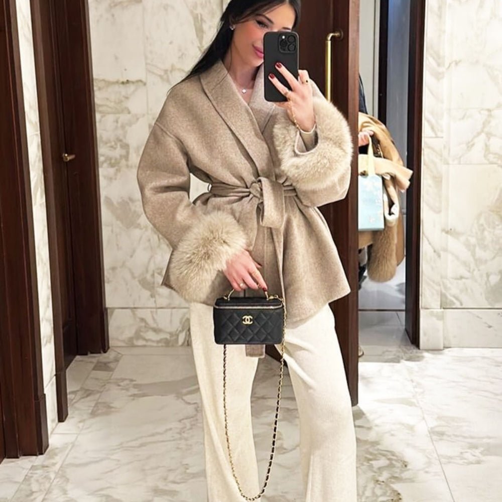 Veloura | Wool Cashmere Fur Cuff Coat