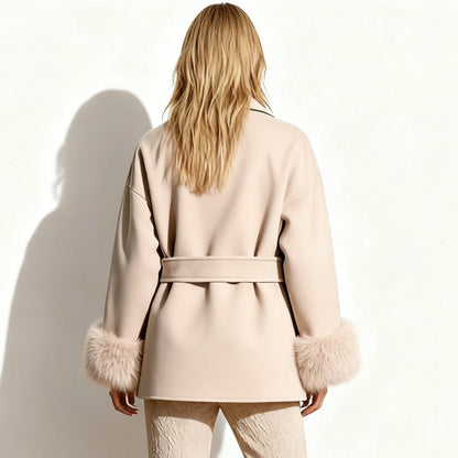 Veloura | Wool Cashmere Fur Cuff Coat