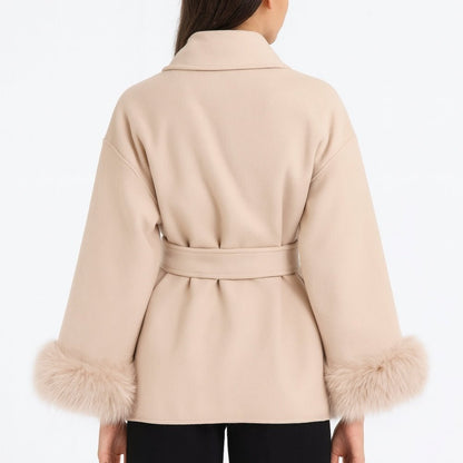 Veloura | Wool Cashmere Fur Cuff Coat
