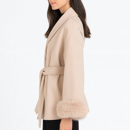 Veloura | Wool Cashmere Fur Cuff Coat