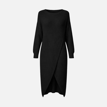 Janesse | Wrap Knit Midi Dress Waffle Texture