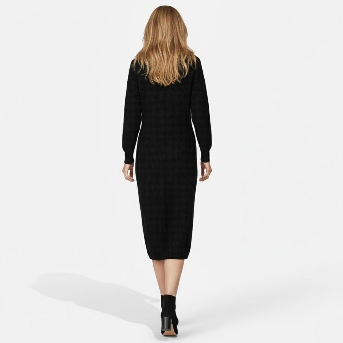 Janesse | Wrap Knit Midi Dress Waffle Texture