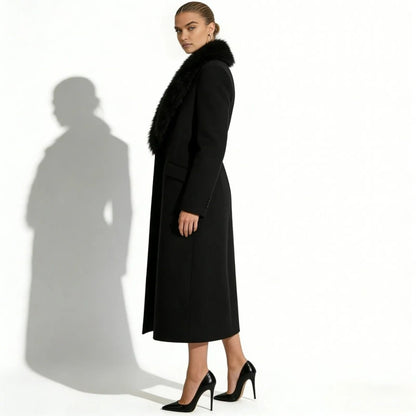 Arcelia | Wool Wrap Coat Shearling Collar