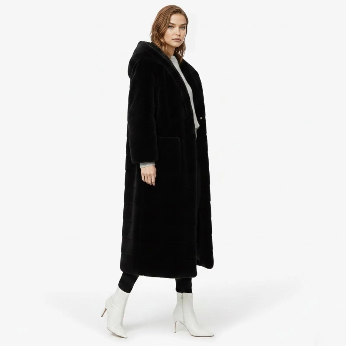 Anastasia | Long Hooded Faux Fur Coat