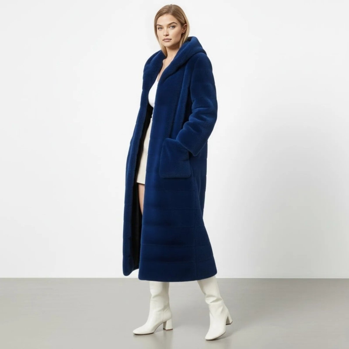 Anastasia | Long Hooded Faux Fur Coat
