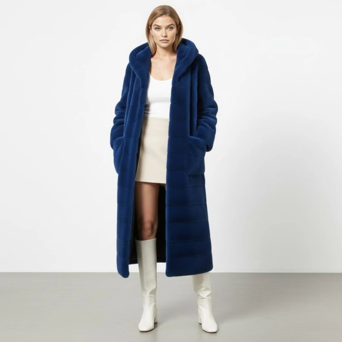 Anastasia | Long Hooded Faux Fur Coat