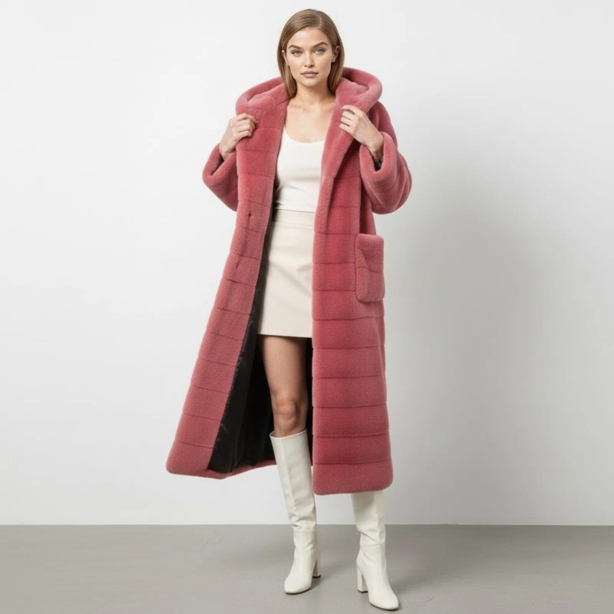 Anastasia | Long Hooded Faux Fur Coat