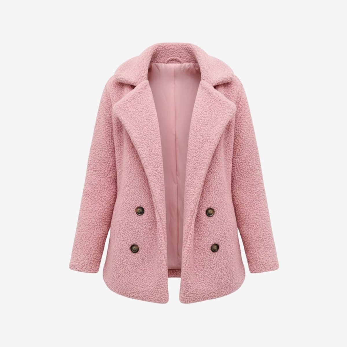 Claire | Double Breasted Bouclé Teddy Coat