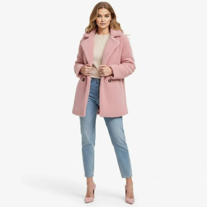 Claire | Double Breasted Bouclé Teddy Coat