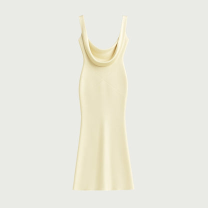 Lucienne | Cowl Neck Backless Satin Evening Gown