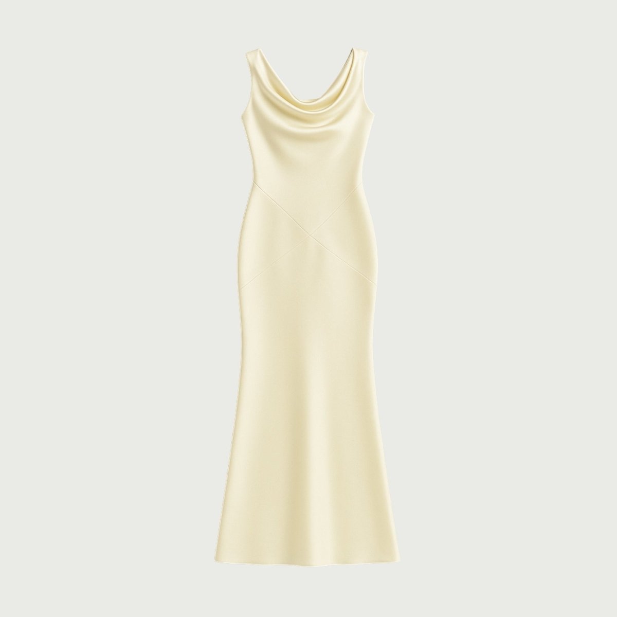Lucienne | Cowl Neck Backless Satin Evening Gown