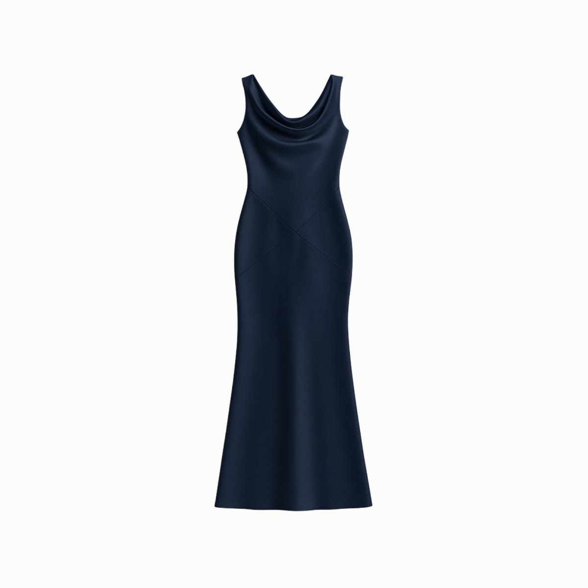 Lucienne | Cowl Neck Backless Satin Evening Gown