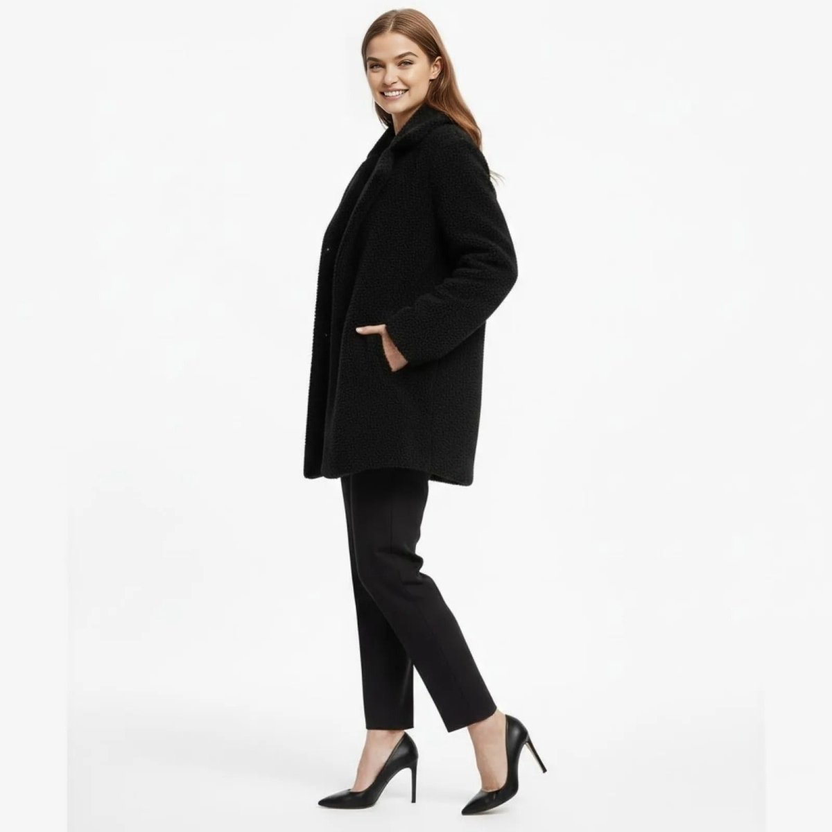 Claire | Double Breasted Bouclé Teddy Coat