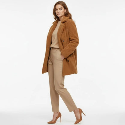 Claire | Double Breasted Bouclé Teddy Coat