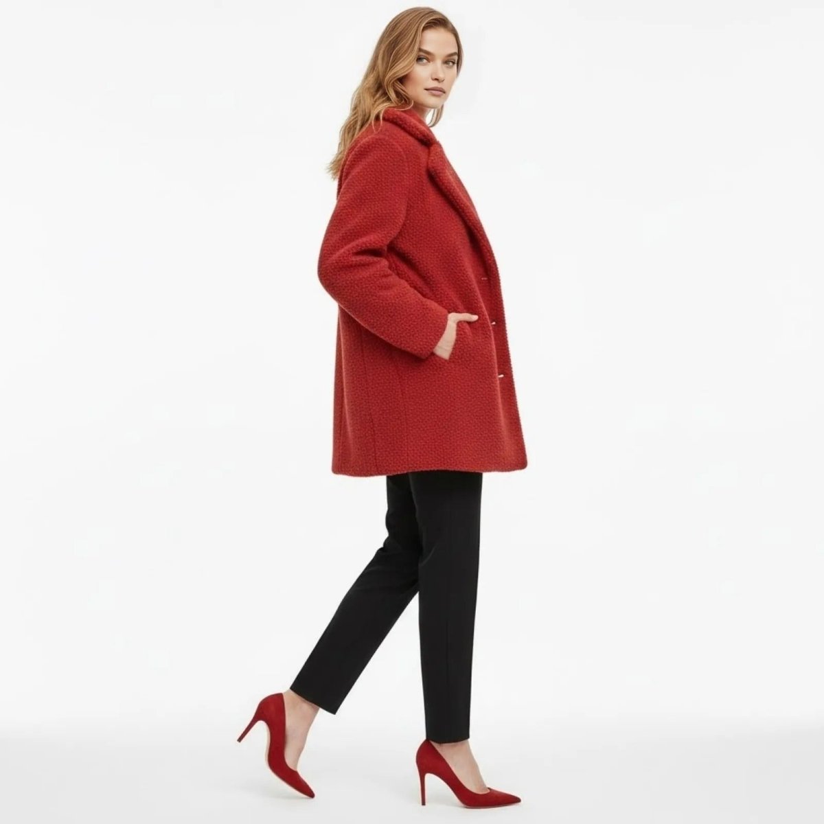 Claire | Double Breasted Bouclé Teddy Coat