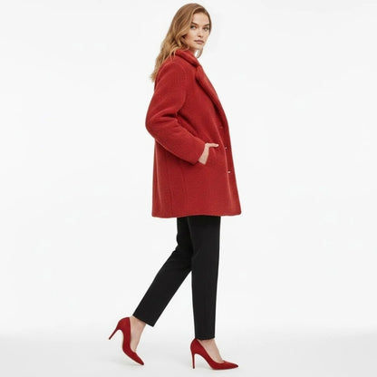Claire | Double Breasted Bouclé Teddy Coat