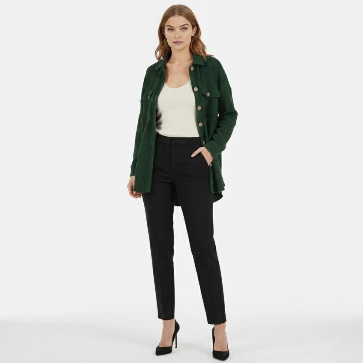 Donelle | Waffle Knit Shacket Relaxed Fit