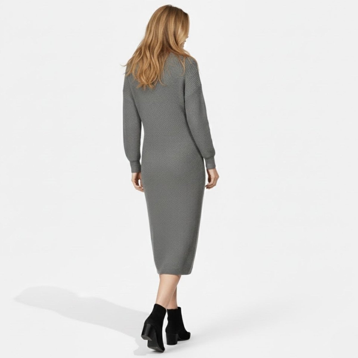 Janesse | Wrap Knit Midi Dress Waffle Texture