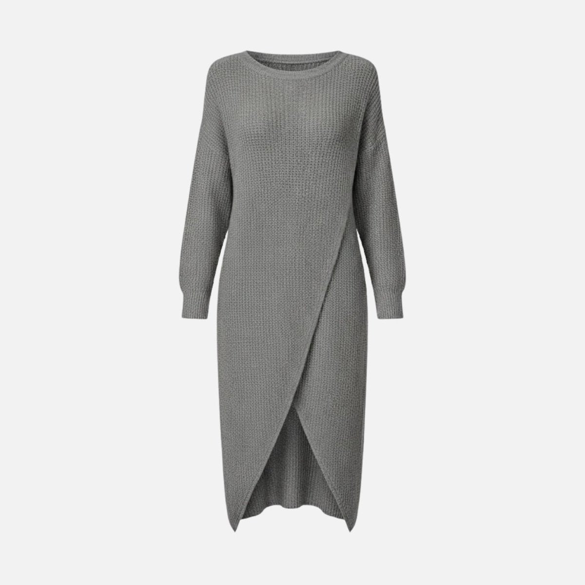 Janesse | Wrap Knit Midi Dress Waffle Texture