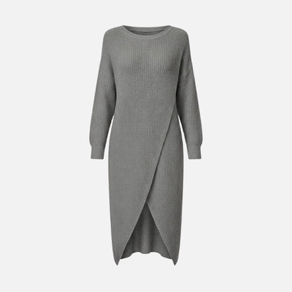 Janesse | Wrap Knit Midi Dress Waffle Texture