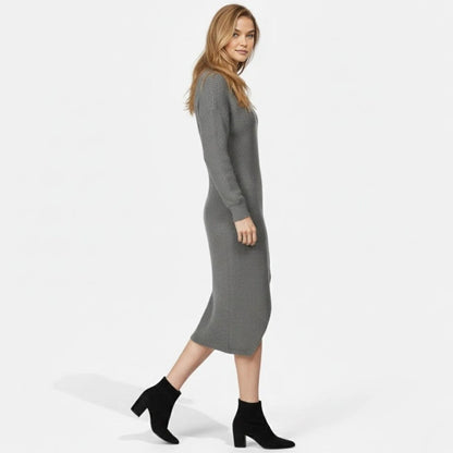 Janesse | Wrap Knit Midi Dress Waffle Texture