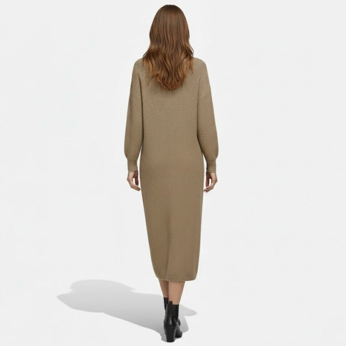 Janesse | Wrap Knit Midi Dress Waffle Texture