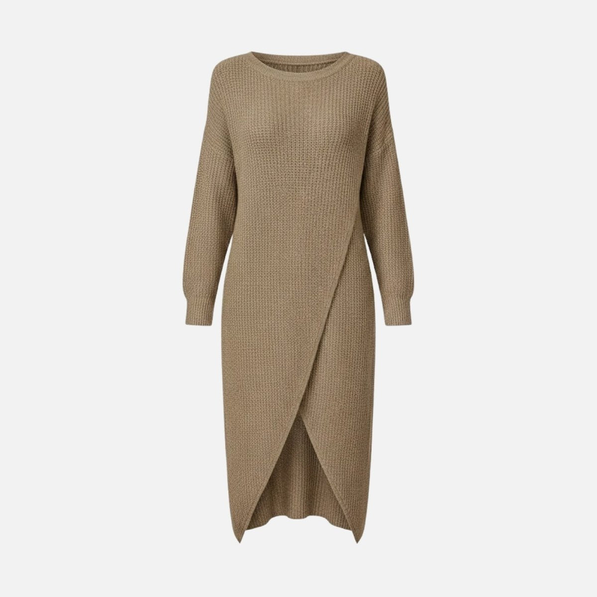 Janesse | Wrap Knit Midi Dress Waffle Texture