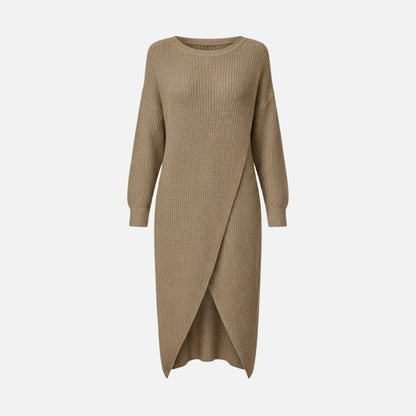 Janesse | Wrap Knit Midi Dress Waffle Texture