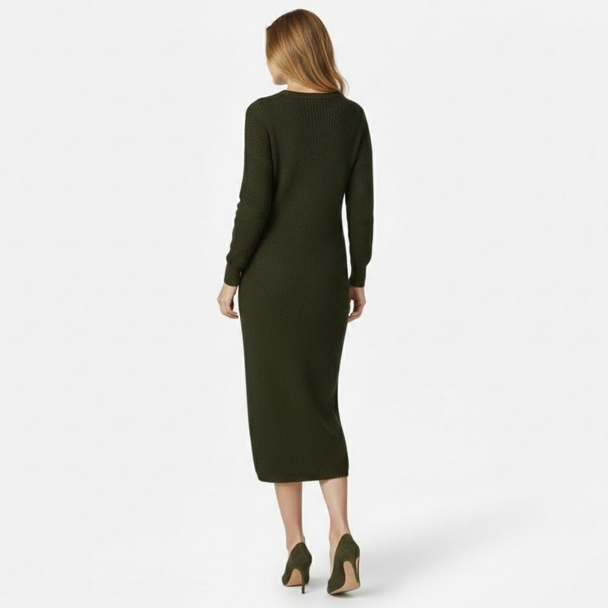Janesse | Wrap Knit Midi Dress Waffle Texture
