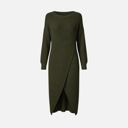 Janesse | Wrap Knit Midi Dress Waffle Texture