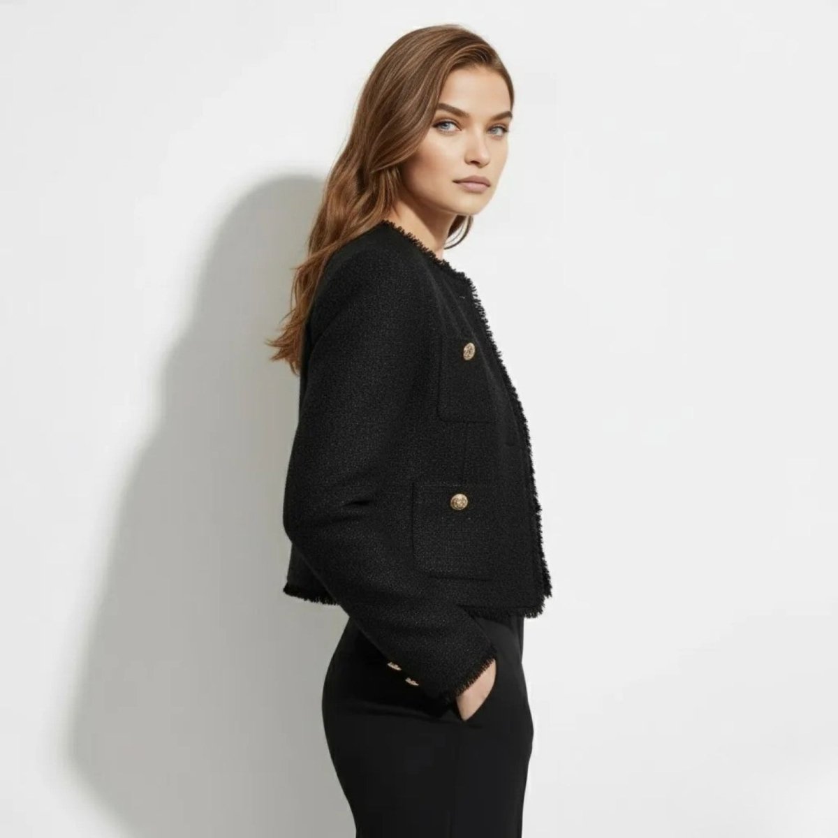 Colette | Cropped Bouclé Tweed Jacket
