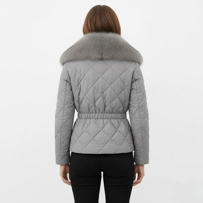 Lisette | Diamond Quilted Fox Fur Puffer Jacket