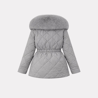 Lisette | Diamond Quilted Fox Fur Puffer Jacket