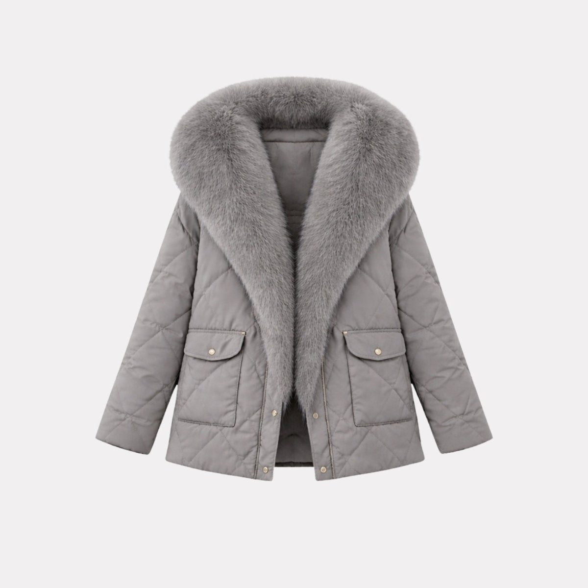 Lisette | Diamond Quilted Fox Fur Puffer Jacket