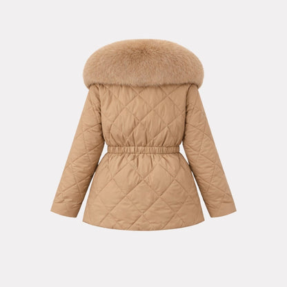 Lisette | Diamond Quilted Fox Fur Puffer Jacket