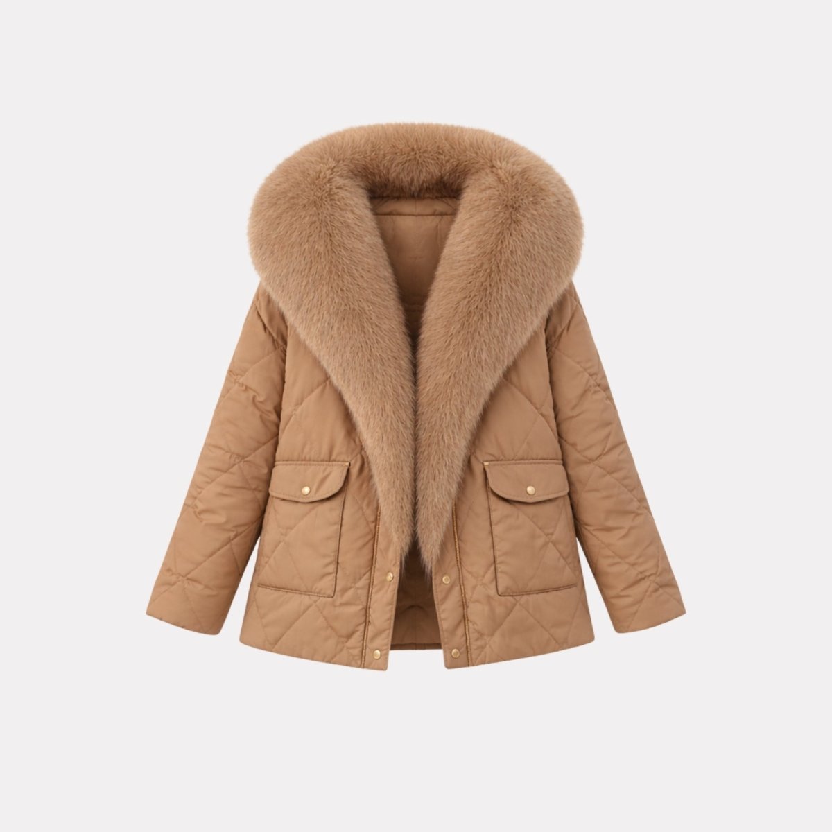 Lisette | Diamond Quilted Fox Fur Puffer Jacket