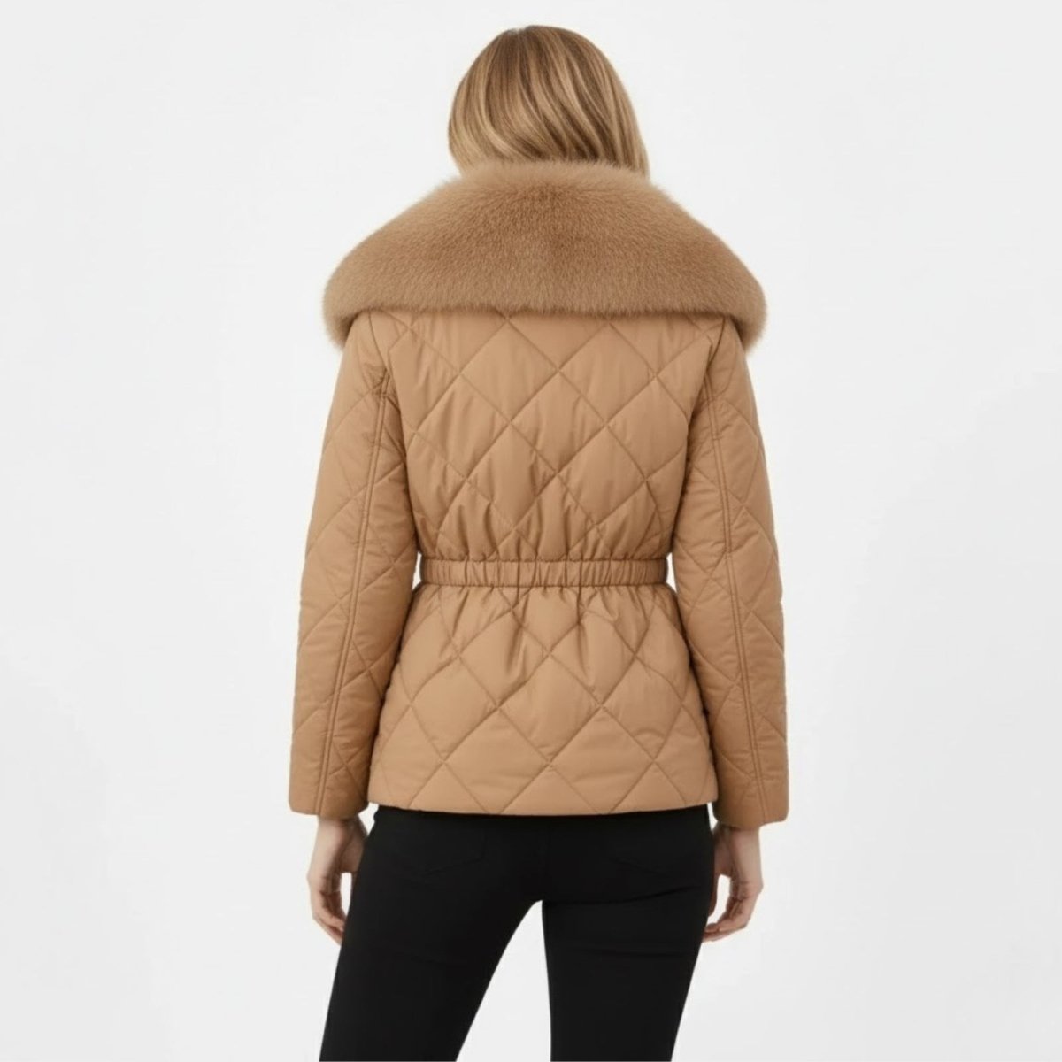 Lisette | Diamond Quilted Fox Fur Puffer Jacket