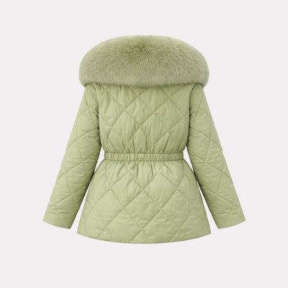 Lisette | Diamond Quilted Fox Fur Puffer Jacket