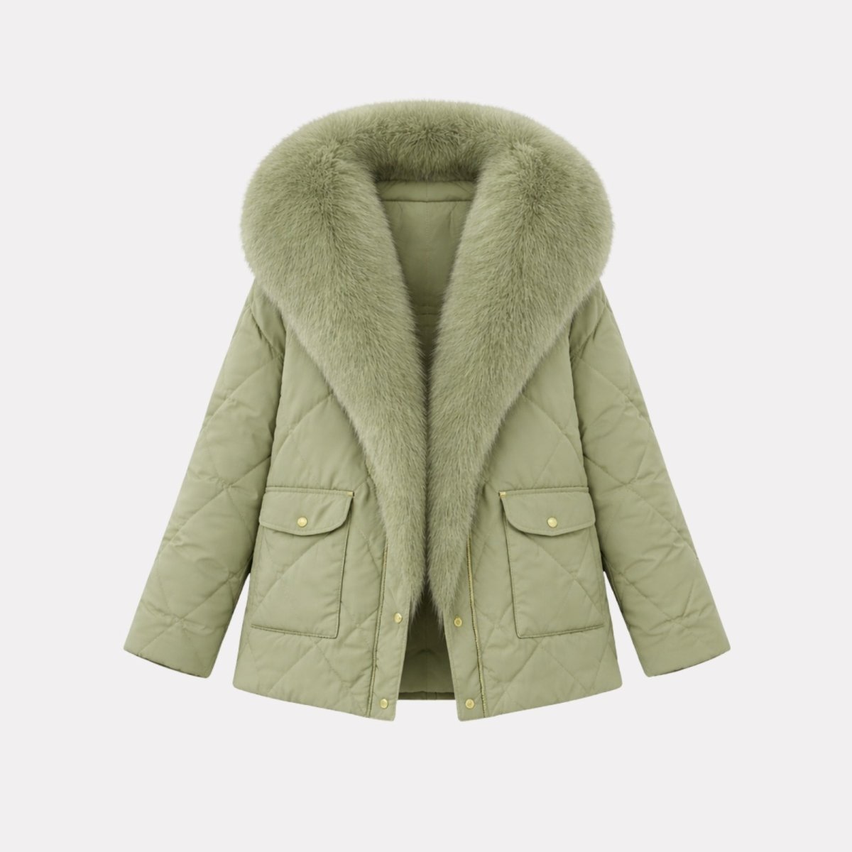 Lisette | Diamond Quilted Fox Fur Puffer Jacket