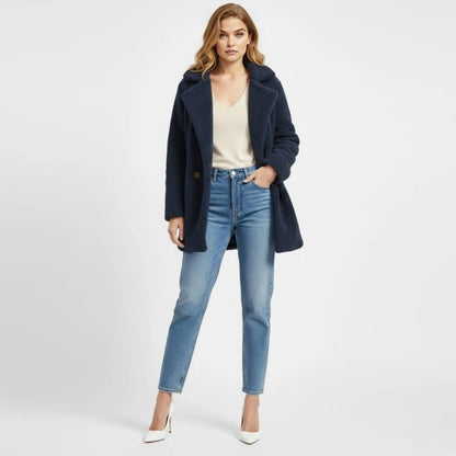 Claire | Double Breasted Bouclé Teddy Coat