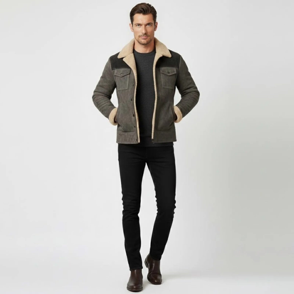 Hudson | Men's Suede Shearling Coat