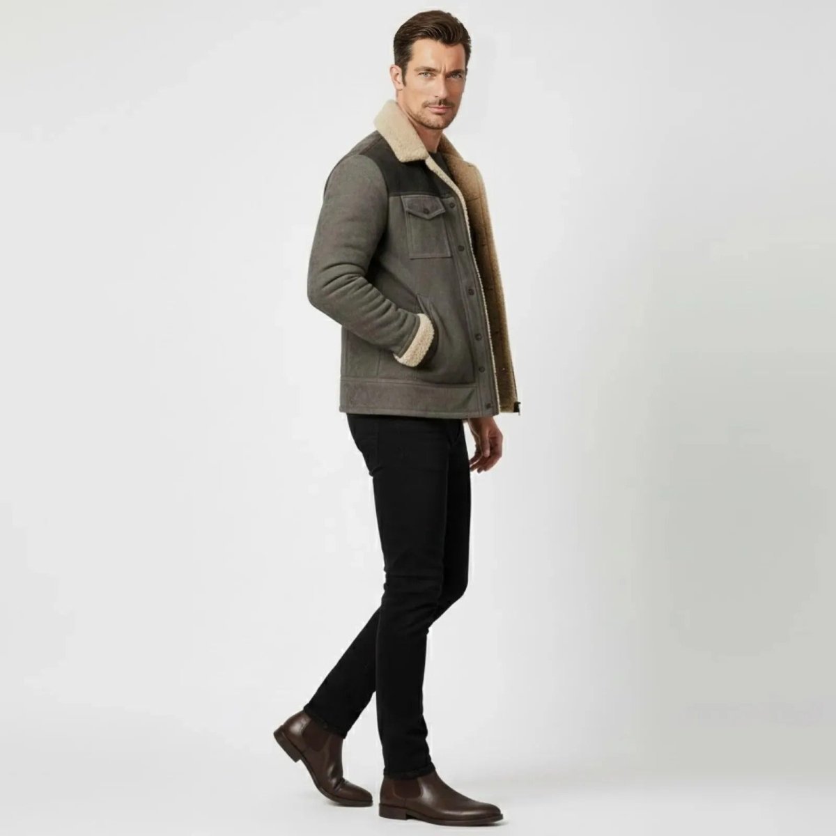 Hudson | Men's Suede Shearling Coat