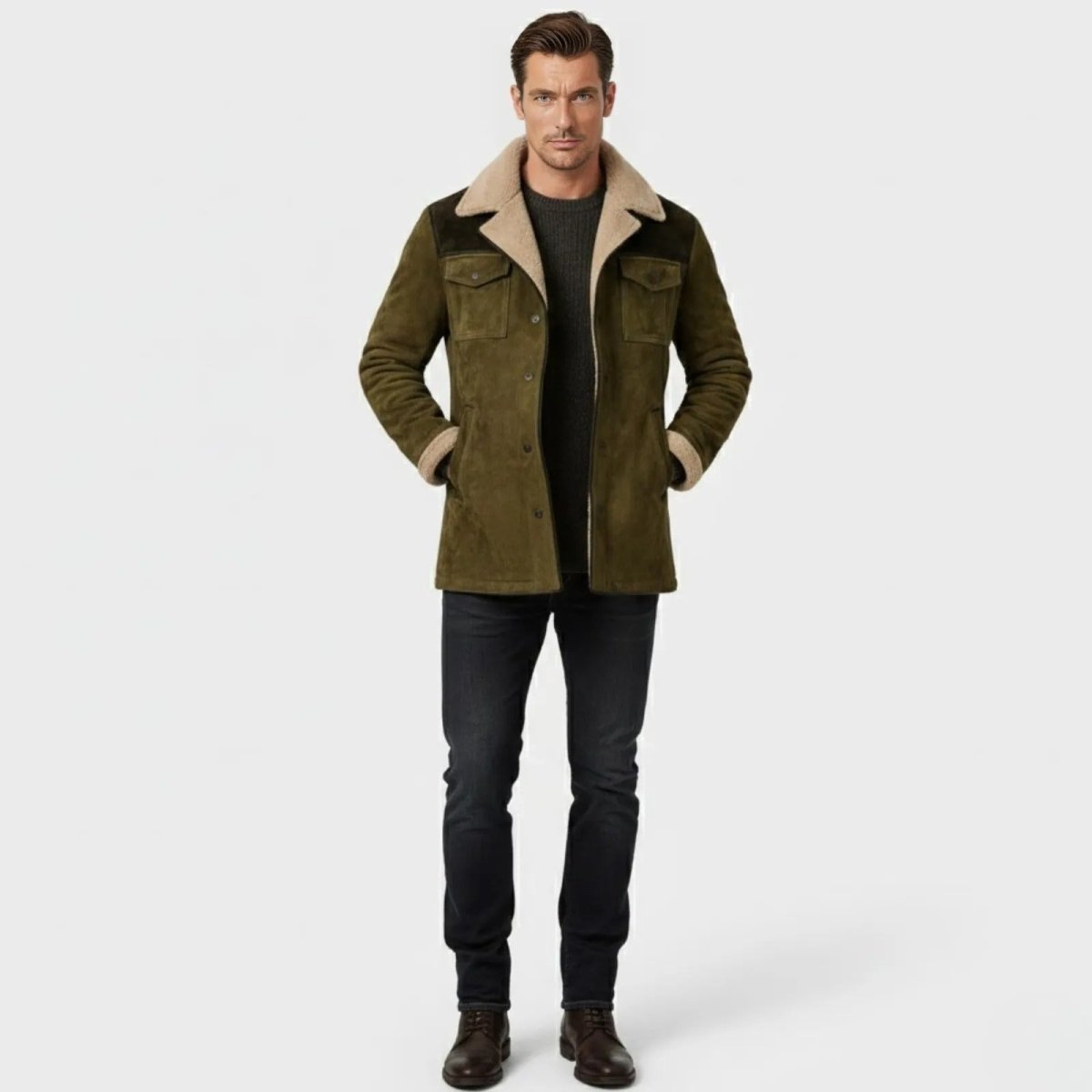 Hudson | Men's Suede Shearling Coat
