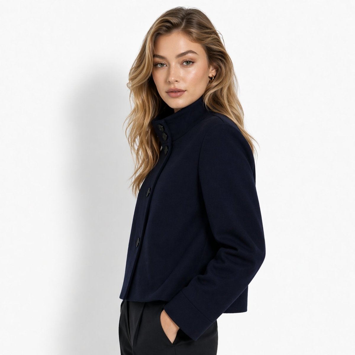 Solene | Funnel Neck Boxy Cropped Jacket