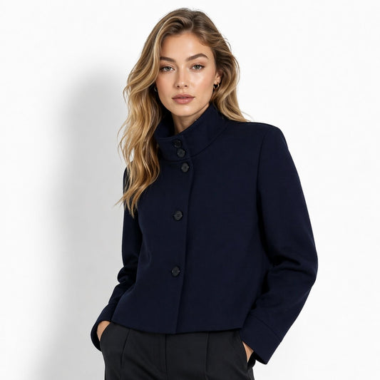 Solene | Funnel Neck Boxy Cropped Jacket
