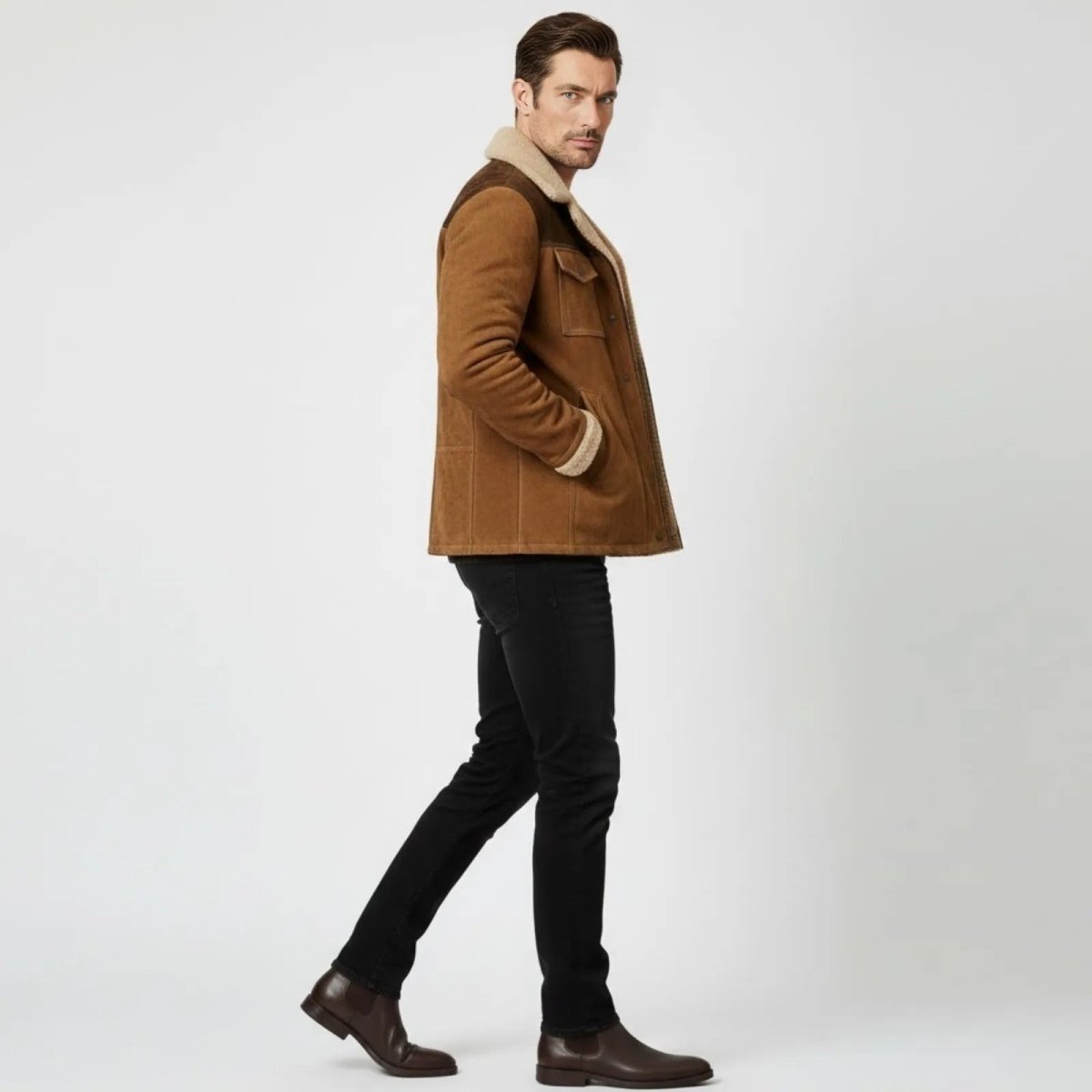 Hudson | Men's Suede Shearling Coat