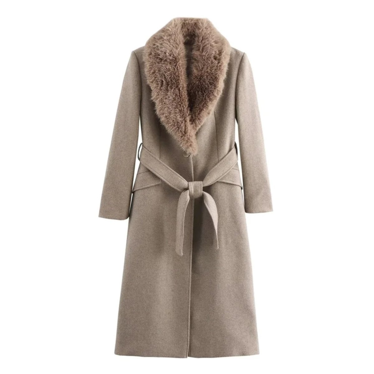 Arcelia | Wool Wrap Coat Shearling Collar